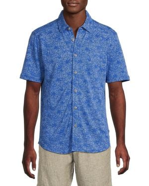 Tommy Bahama Leafy Oasis Floral Cotton Shirt - Blue