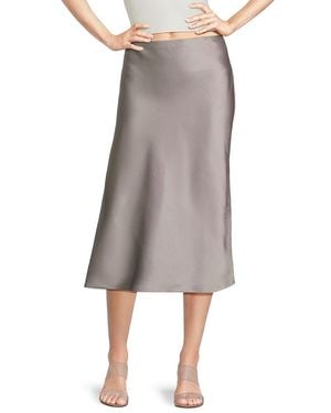 Alice + Olivia Maeve Satin A-Line Midiskirt - Grey