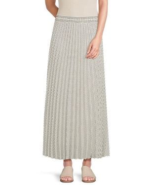Max Studio Pleated Faille Midi-Skirt - Grey