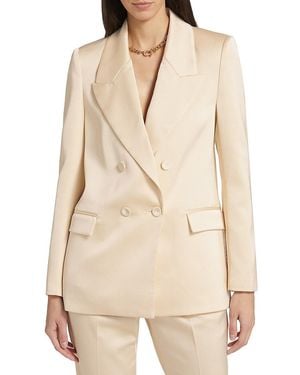 If Only Studio Tina Double-Breasted Satin Blazer - Natural