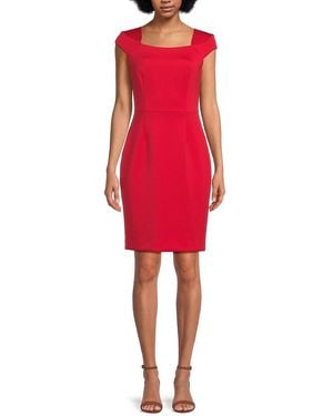 Calvin Klein Solid Knee-Length Dress - Red