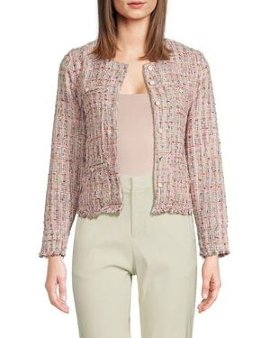 ecru Ladylike Tweed Jacket - Pink