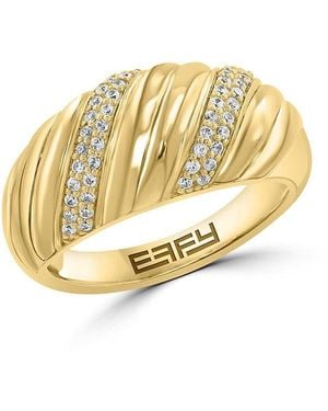 Effy ENY 14K Goldplated & Cubic Zirconia Croissant Ring - Metallic