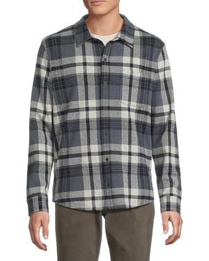Vince Plaid Knit Shirt Jacket - Grey
