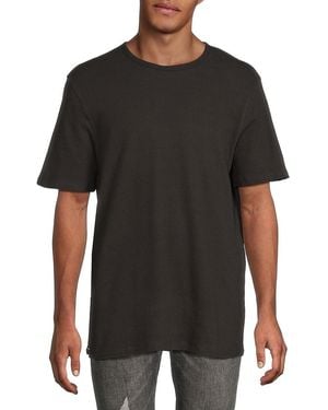 Kenneth Cole Textured Stretch Cotton T-Shirt - Black