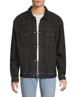 Marcelo Burlon Tempera Cross Graphic Cotton Denim Jacket - Black