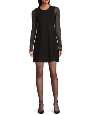 DKNY Long Mesh-Sleeve Minidress - Black
