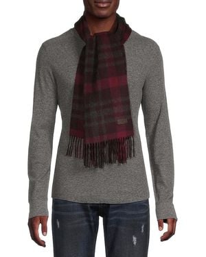 Hickey Freeman Plaid Cashmere Scarf - Brown