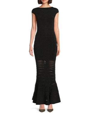 Hervé Léger Camila Metallic Bandage Mermaid Gown - Black