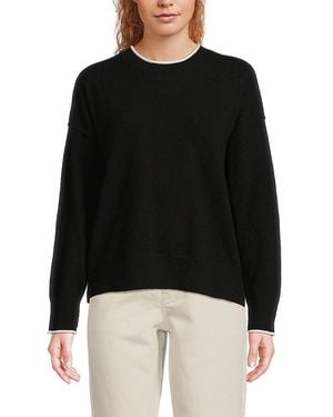 Saks Fifth Avenue 100% Cashmere Rolled-Hem Crewneck Sweatshirt - Black