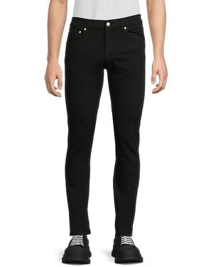 McQueen Solid Cotton Slim-Fit Jeans - Black