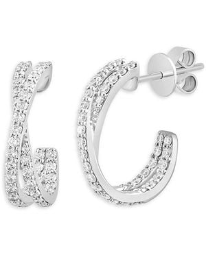 Effy 14K & 0.97 Tcw Lab-Grown Diamond Half Hoop Earrings - White