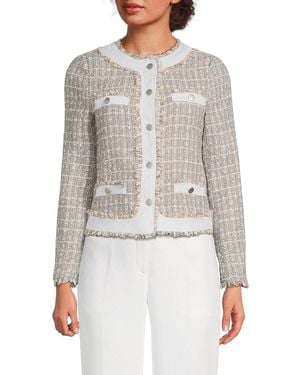 ecru Mix Media Tweed Jacket - Grey
