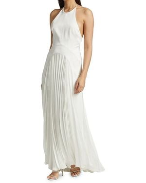 Galvan London Provence Halterneck Textured Crepe Gown - White