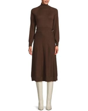 10 Crosby Derek Lam Becky Wool-Cotton Midi-Dress - Brown