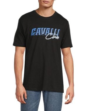 Cavalli Class by Roberto Cavalli Crewneck Graphic T-Shirt - Black
