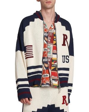 Rhude St. Croix Knit Zip-Front Jumper - Blue