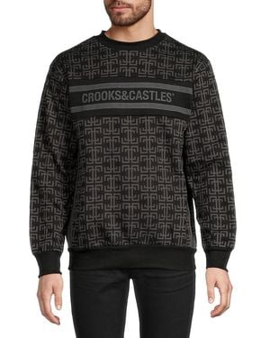 Crooks and Castles Geometric Print Logo Sweatshirt - Black