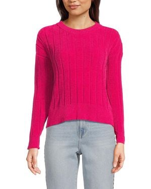 DKNY Ribbed Drop Shoulder Sweater - Red