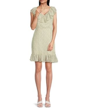 Lea & Viola Ruffle Minidress With Back Tie - Natural