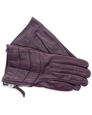 Portolano Quilted Leather Gloves - Purple