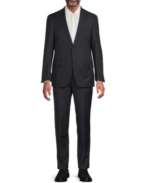 Heritage Gold Stripe Wool Two-Button Classic-Fit Suit - Black