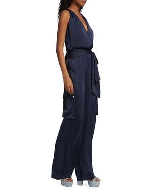 Ramy Brook Savannah Satin Cargo Jumpsuit - Blue