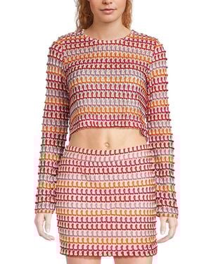 Vero Moda Long-Sleeve Crochet Crop Top - Red