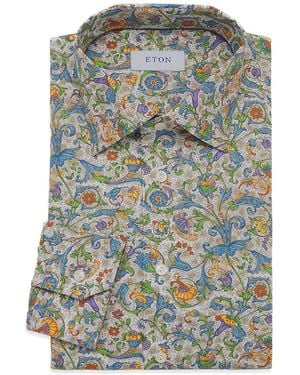 Eton Floral Cotton Contemporary Dress Shirt - Gray