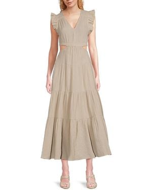 DKNY Tiered Cotton A-Line Midi-Dress - Natural