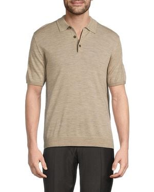 Bruno Magli Short Sleeve Merino Wool Jumper Polo - Natural