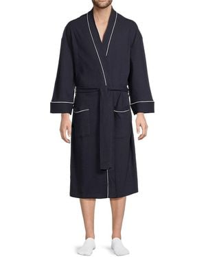 Saks Fifth Avenue Waffle Knit Bath Robe - Blue