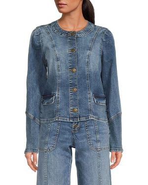 Karl Lagerfeld Denim Button-Front Jacket - Blue