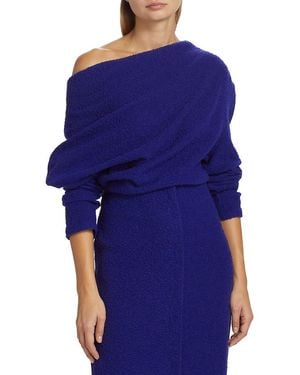 A.W.A.K.E. MODE A. W.A. K.E. Mode Asymmetric Wool-Blend Blouse - Blue