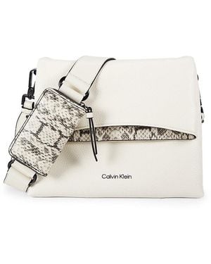 Calvin Klein Leather Crossbody Bag in Natural | Lyst