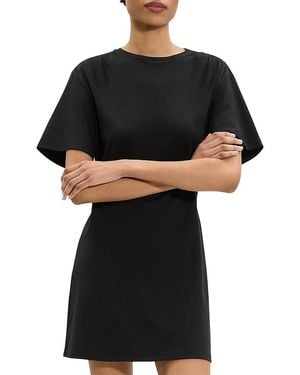 Theory Gathered Shoulder T-Shirt Dress - Black