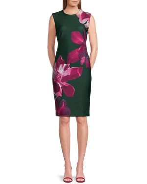 Calvin Klein Floral-Print Sleeveless Sheath Dress - Red