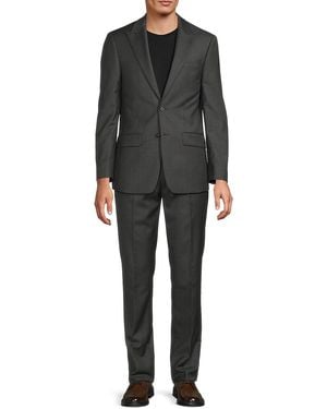 Calvin Klein Solid Wool-Blend Two-Button Slim-Fit Suit - Black