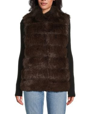 BELLE FARE BY MING YANG Faux Fur Vest - Brown