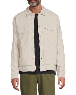 Saks Fifth Avenue Linen Blend Trucker Jacket - Natural
