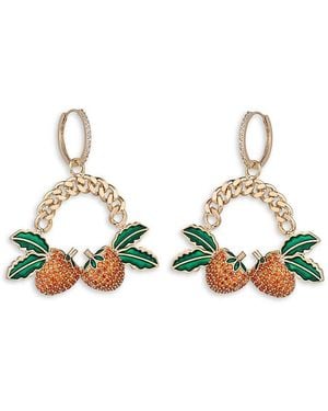 Eye Candy LA Strawberry Cubic Zirconia & Goldtone Brass Dangle Earrings - Multicolour