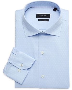 Bugatchi Ethan Honeycomb Jacquard Dress Shirt - Blue