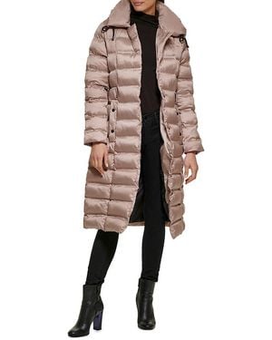 Kenneth Cole Belted Puffer Stadium Jacket - Natural
