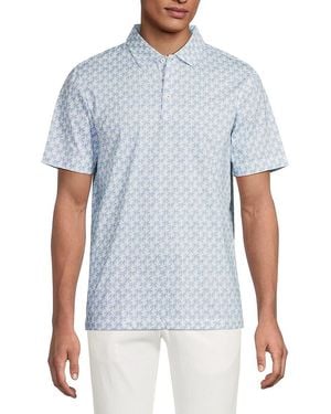 Bugatchi Tree Print Stretch Cotton Polo Shirt - Blue
