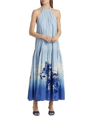 Kobi Halperin Daelia Sequined Floral Cotton Maxi Dress - Blue