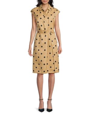Wdny Polka Dot Pleated Dress - Yellow