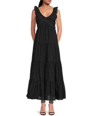 Saks Fifth Avenue Cotton Tiered Midi-Dress - Black