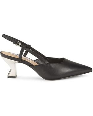 Saks Fifth Avenue 63Mm Leather Slingback Court Shoes - Black