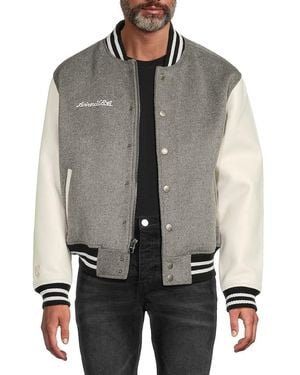 Avirex Leather Sleeve Varsity Jacket - Grey