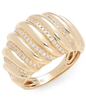 Effy Textured Yellow Gold Diamond Ring - White